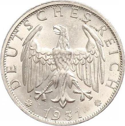 Anverso 2 Reichsmarks 1931 E - valor de la moneda de plata - Alemania, República de Weimar