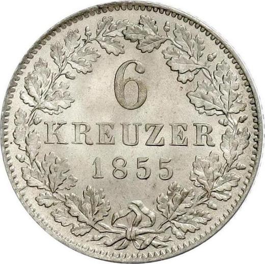 Reverso 6 Kreuzers 1855 - valor de la moneda de plata - Wurtemberg, Guillermo I
