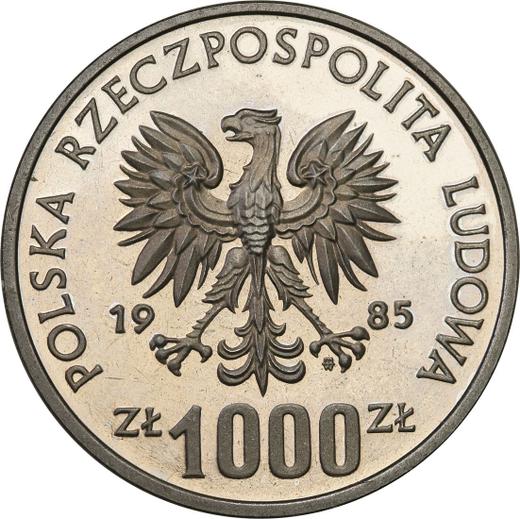 Reverso Pruebas 1000 eslotis 1985 MW "Premislao II" Níquel - valor de la moneda  - Polonia, República Popular