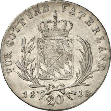 Реверс монеты - 20 крейцеров 1818 года - цена серебряной монеты - Бавария, Максимилиан I