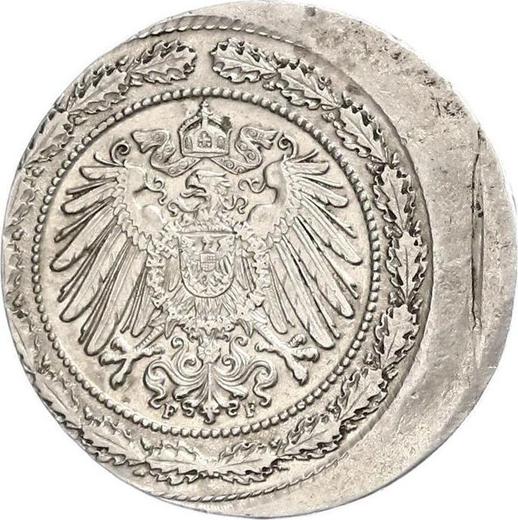 Reverso 20 Pfennige 1890-1892 "Tipo 1890-1892" Desplazamiento del sello - valor de la moneda  - Alemania, Imperio alemán