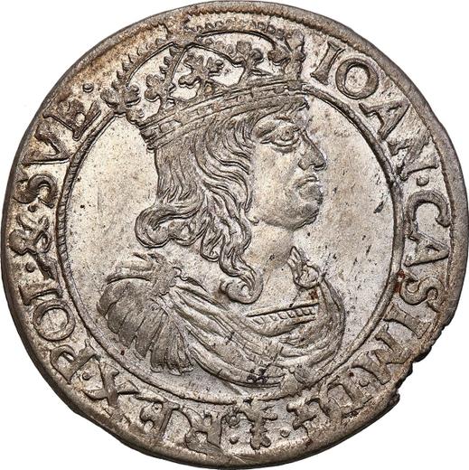 Аверс монеты - Шестак (6 грошей) 1660 года TLB "Портрет с обводкой" - цена серебряной монеты - Польша, Ян II Казимир