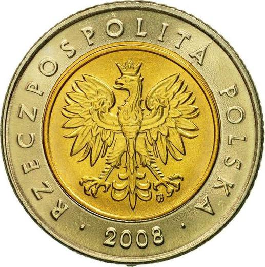 Avers 5 Zlotych 2008 MW - Münze Wert - Polen, III Republik Polen nach Stückelung