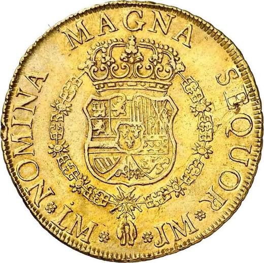 Revers 8 Escudos 1759 LM JM - Goldmünze Wert - Peru, Ferdinand VI
