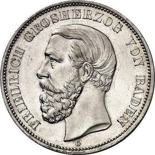 Аверс монеты - 5 марок 1895 года G "Баден" - цена серебряной монеты - Германия, Германская Империя
