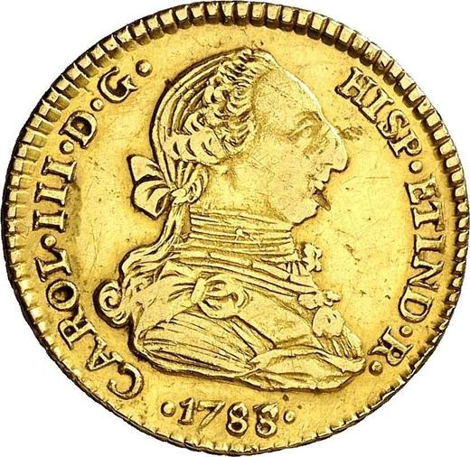 Awers monety - 2 escudo 1788 PTS PR - cena złotej monety - Boliwia, Karol III