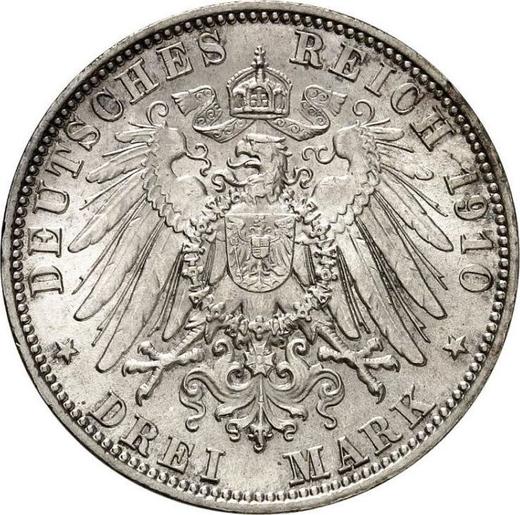 Реверс монеты - 3 марки 1910 года D "Бавария" - цена серебряной монеты - Германия, Германская Империя