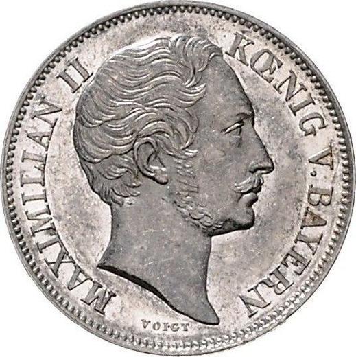 Аверс монеты - 1/2 гульдена 1856 года - цена серебряной монеты - Бавария, Максимилиан II