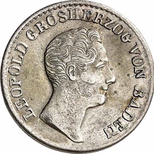 Аверс монеты - 6 крейцеров 1835 года - цена серебряной монеты - Баден, Леопольд