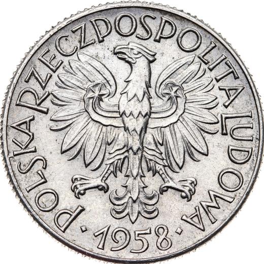Avers Probe 1 Zloty 1958 "1 im Kreis" Nickel - Münze Wert - Polen, Volksrepublik Polen