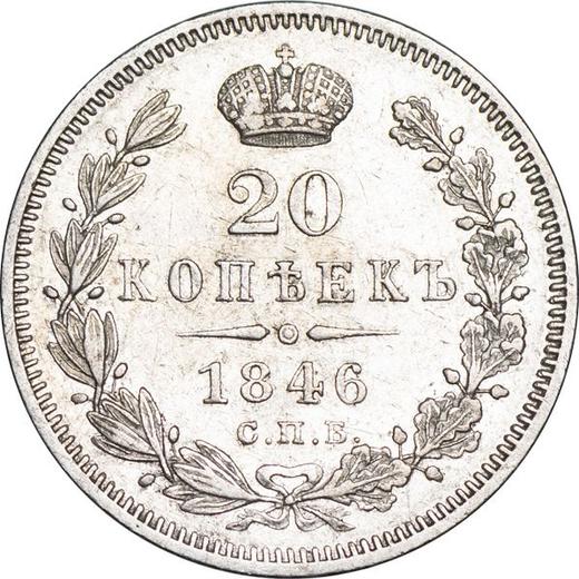 Reverso 20 kopeks 1846 СПБ ПА "Águila 1845-1847" - valor de la moneda de plata - Rusia, Nicolás I