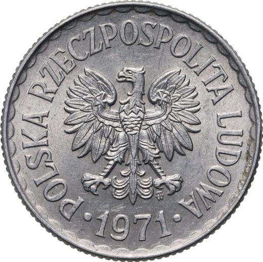 Аверс монеты - 1 злотый 1971 года MW - цена  монеты - Польша, Народная Республика