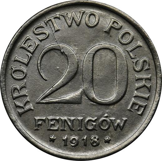 Реверс монеты - 20 пфеннигов 1918 года FF - цена  монеты - Польша, Королевство Польское
