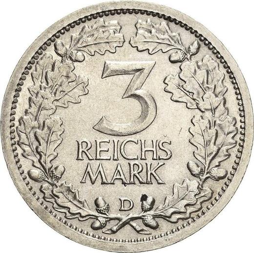 Реверс монеты - 3 рейхсмарки 1931 года D - цена серебряной монеты - Германия, Bеймарская республика