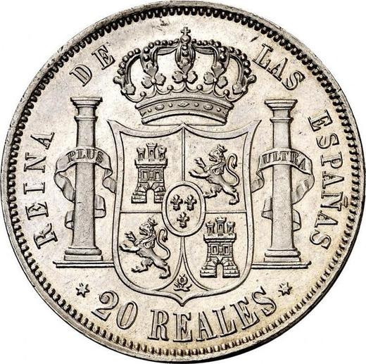 Revers 20 Reales 1859 Sechs spitze Sterne - Silbermünze Wert - Spanien, Isabella II