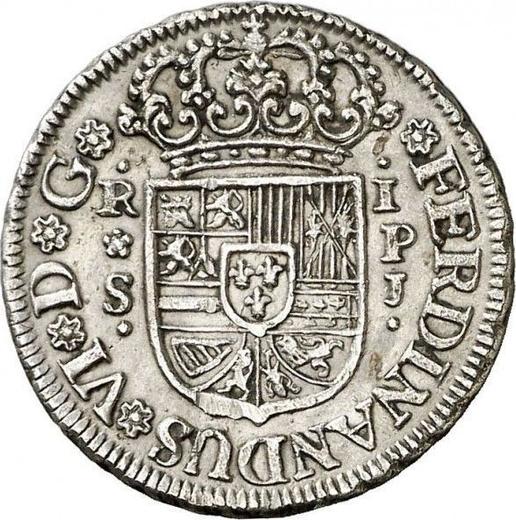 Аверс монеты - 1 реал 1748 года S PJ - цена серебряной монеты - Испания, Фердинанд VI