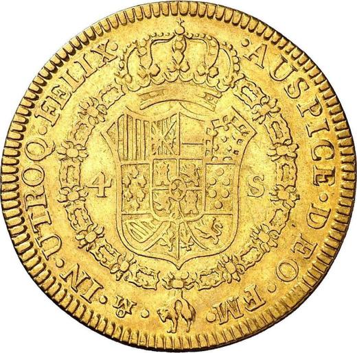 Реверс монеты - 4 эскудо 1785 года Mo FM - цена золотой монеты - Мексика, Карл III