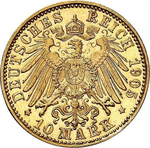 Реверс монеты - 10 марок 1905 года D "Бавария" - цена золотой монеты - Германия, Германская Империя
