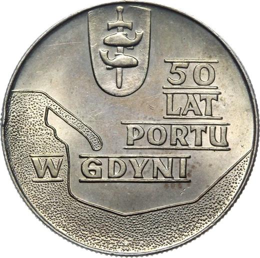 Reverso 10 eslotis 1972 MW WK "50 aniversario del puerto de Gdynia" - valor de la moneda  - Polonia, República Popular