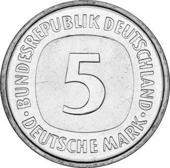 Anverso 5 marcos 1981 D - valor de la moneda  - Alemania, RFA