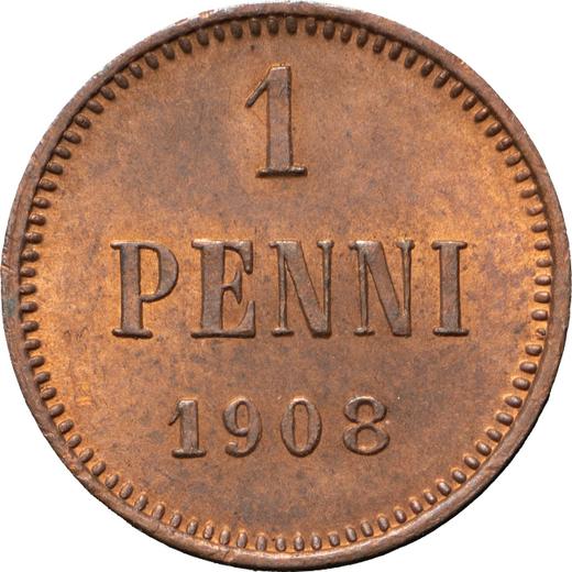 Rewers monety - 1 penni 1908 - cena  monety - Finlandia, Wielkie Księstwo