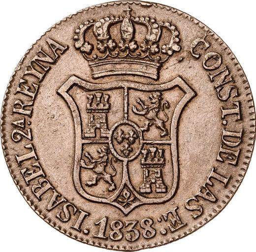 Anverso 6 cuartos 1838 "Cataluña" - valor de la moneda  - España, Isabel II