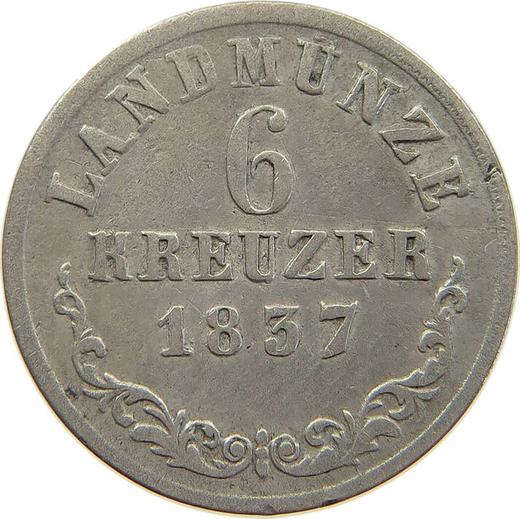 Reverso 6 Kreuzers 1837 K - valor de la moneda de plata - Sajonia-Meiningen, Bernardo II