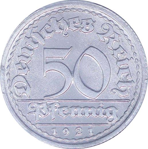 Anverso 50 Pfennige 1921 J - valor de la moneda  - Alemania, República de Weimar