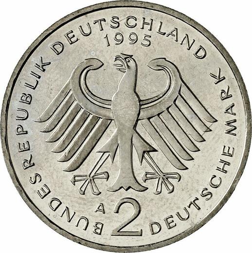 Reverse 2 Mark 1995 A "Ludwig Erhard" -  Coin Value - Germany, FRG