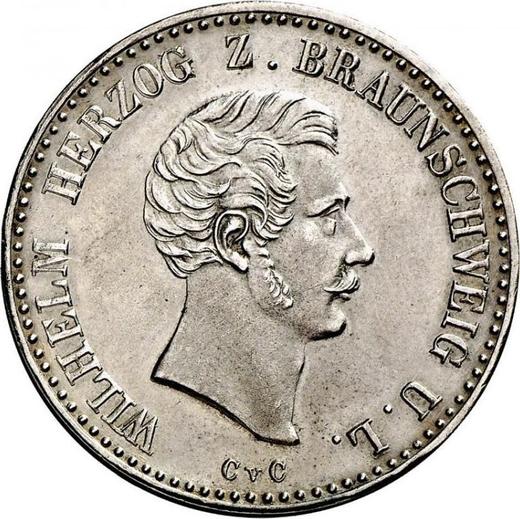 Аверс монеты - Талер 1850 года CvC - цена серебряной монеты - Брауншвейг-Вольфенбюттель, Вильгельм