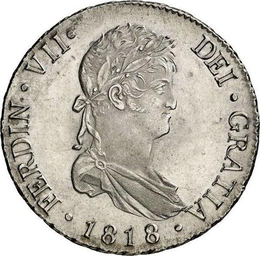 Аверс монеты - 8 реалов 1818 года M GJ - цена серебряной монеты - Испания, Фердинанд VII