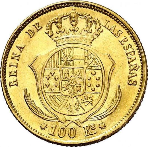Rewers monety - 100 réales 1857 Siedmioramienne gwiazdy - cena złotej monety - Hiszpania, Izabela II