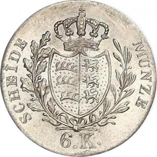 Реверс монеты - 6 крейцеров 1830 года - цена серебряной монеты - Вюртемберг, Вильгельм I