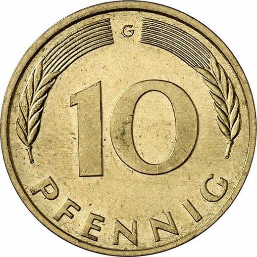 Аверс монеты - 10 пфеннигов 1987 года G - цена  монеты - Германия, ФРГ
