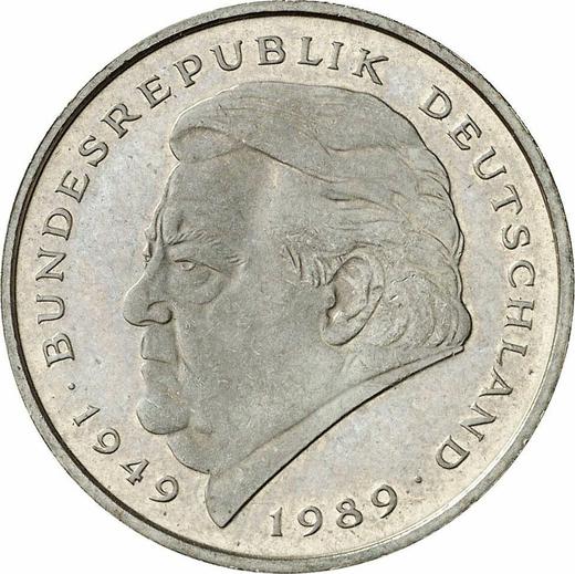 Anverso 2 marcos 1991 A "Franz Josef Strauß" - valor de la moneda  - Alemania, RFA