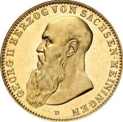 Anverso 20 marcos 1910 D "Sajonia-Meiningen" - valor de la moneda de oro - Alemania, Imperio alemán
