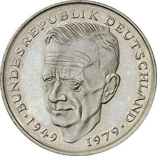 Obverse 2 Mark 1986 J "Kurt Schumacher" -  Coin Value - Germany, FRG