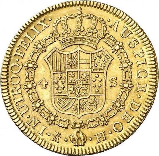 Rewers monety - 4 escudo 1772 M PJ - cena złotej monety - Hiszpania, Karol III