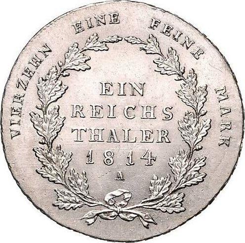 Reverso Tálero 1814 A - valor de la moneda de plata - Prusia, Federico Guillermo III
