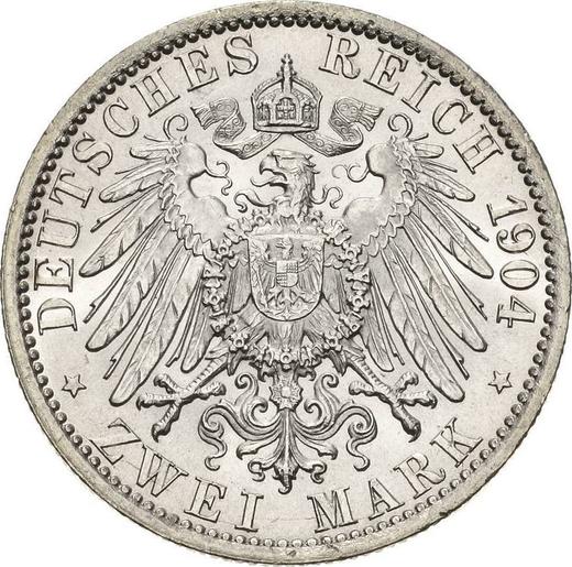 Reverso 2 marcos 1904 A "Prusia" - valor de la moneda de plata - Alemania, Imperio alemán