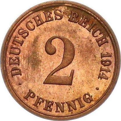 Anverso 2 Pfennige 1914 A "Tipo 1904-1916" - valor de la moneda  - Alemania, Imperio alemán