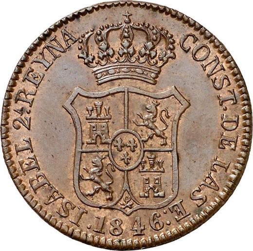 Аверс монеты - 3 куарто 1846 года "Каталония" - цена  монеты - Испания, Изабелла II