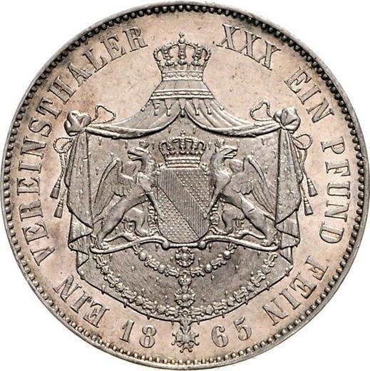 Revers Taler 1865 "Typ 1857-1865" - Silbermünze Wert - Baden, Friedrich I