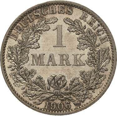 Аверс монеты - 1 марка 1906 года A "Тип 1891-1916" - цена серебряной монеты - Германия, Германская Империя