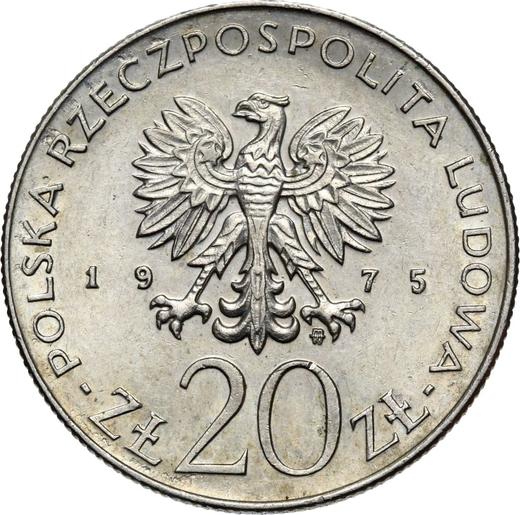 Аверс монеты - 20 злотых 1975 года MW AJ "Международный женский год" Медно-никель - цена  монеты - Польша, Народная Республика