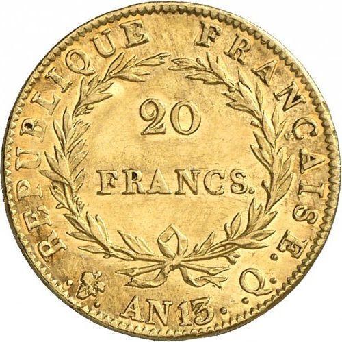 Reverse 20 Francs AN 13 (1804-1805) Q Perpignan - France, Napoleon I