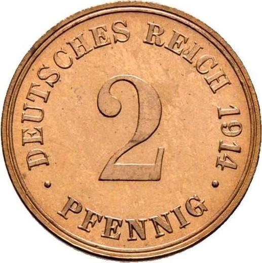Аверс монеты - 2 пфеннига 1914 года G "Тип 1904-1916" - цена  монеты - Германия, Германская Империя