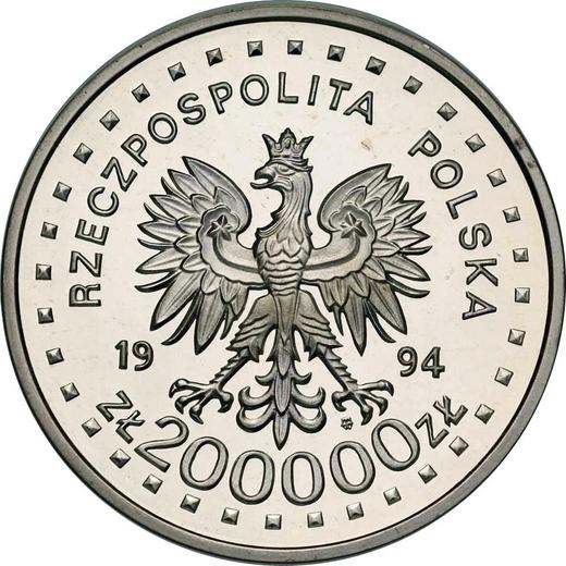 Аверс монеты - 200000 злотых 1994 года MW ANR "200-Летие Восстания Костюшко" - цена серебряной монеты - Польша, III Республика до деноминации