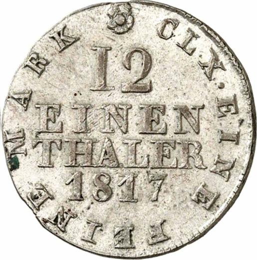 Reverso 1/12 tálero 1817 I.G.S. - valor de la moneda de plata - Sajonia, Federico Augusto I