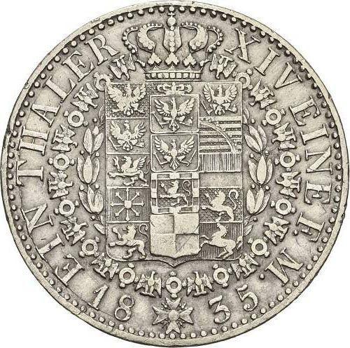Rewers monety - Talar 1835 D - cena srebrnej monety - Prusy, Fryderyk Wilhelm III